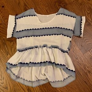 Shein Flowy Bottom Scallop Patterned Blouse